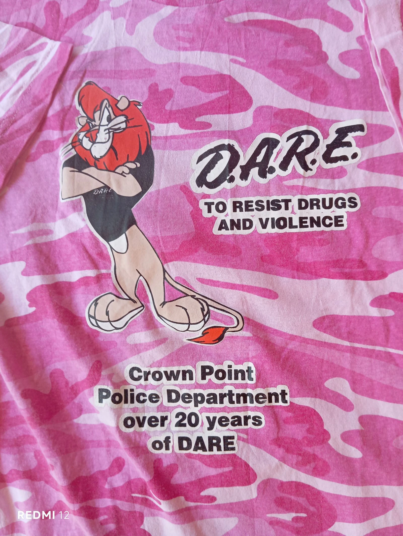 T-shirt vintage camouflage rose D.A.R.E. Crown Point Police S – photo 2
